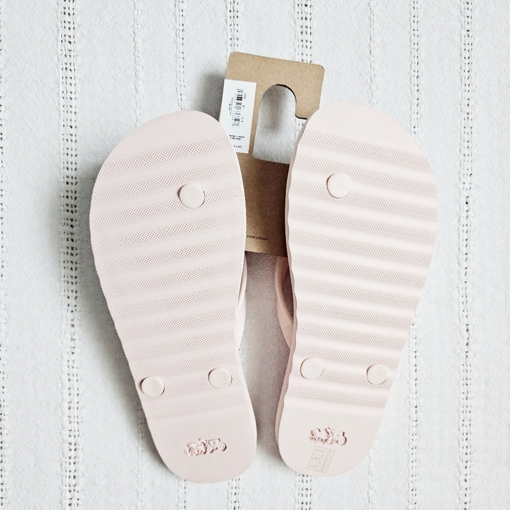 Coach Zayn Floral Print Blush Flip Flop Slip On Sandals Pink Flowers Size 6 NEW - Picture 6 of 11